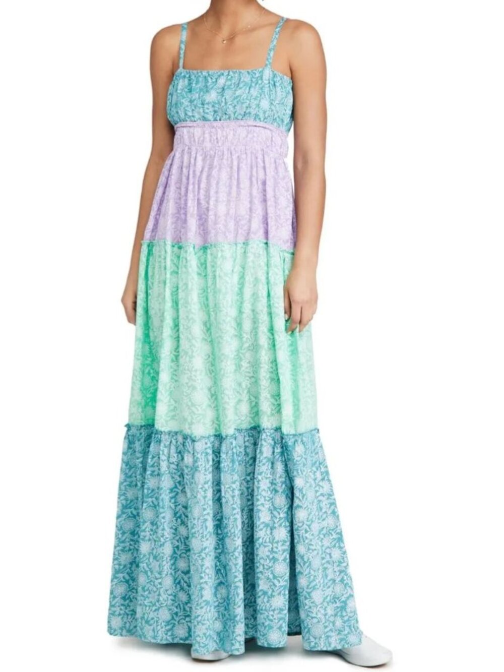 Ro's Garden Malena Color Block Floral Dress-sz Large